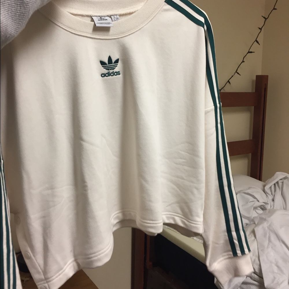 Adidas white / teal pullover